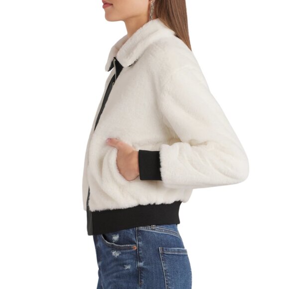 Vigoss White and Black Faux Fur Sherpa Jacket Women’s Medium - Picture 4 of 5